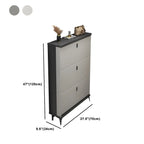Armoire à chaussures d'entrée grise et blanche à façade rabattable