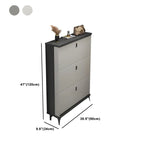 Armoire à chaussures d'entrée grise et blanche à façade rabattable