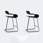 Tabouret de bar industriel en plastique et structure en acier, dossier bas et sans accoudoirs