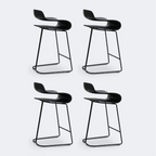 Tabouret de bar industriel en plastique et structure en acier, dossier bas et sans accoudoirs