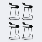 Tabouret de bar industriel en plastique et structure en acier, dossier bas et sans accoudoirs