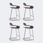 Tabouret de bar industriel en plastique et structure en acier, dossier bas et sans accoudoirs