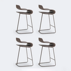 Tabouret de bar industriel en plastique et structure en acier, dossier bas et sans accoudoirs