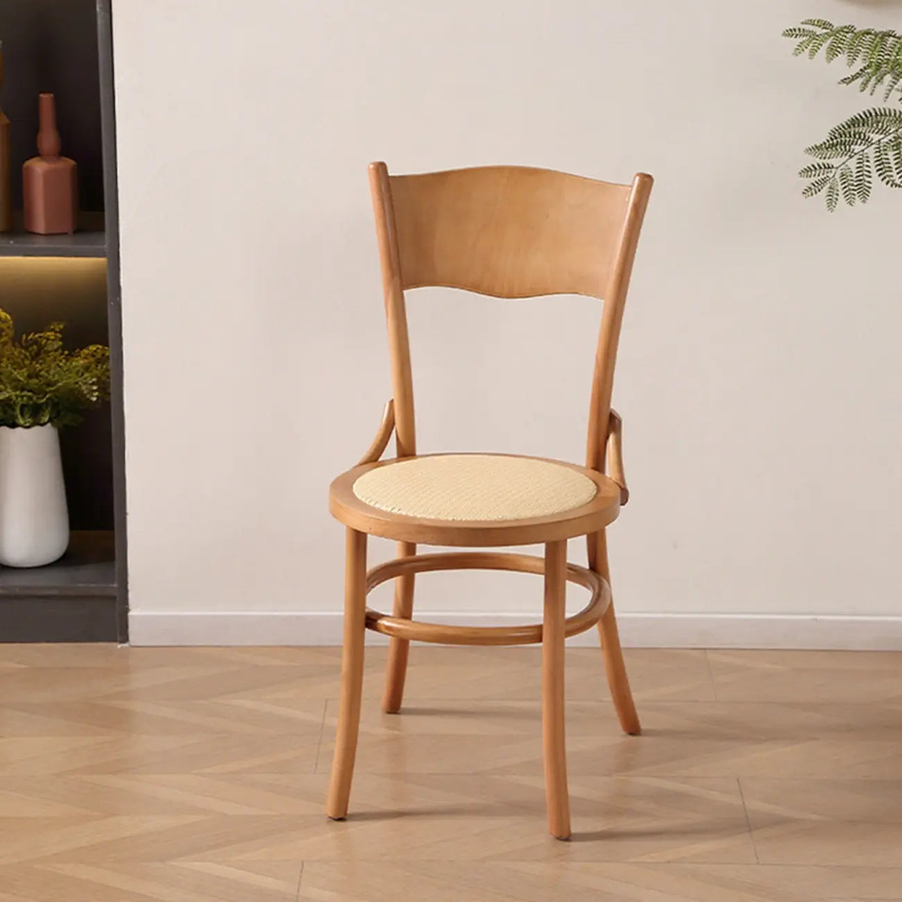 Chaise de salle à manger ronde en bois de style moderne du milieu du siècle