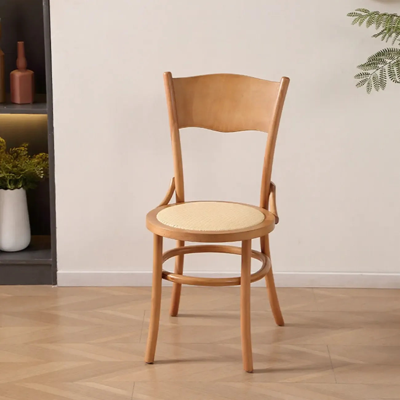 Chaise de salle à manger ronde en bois de style moderne du milieu du siècle