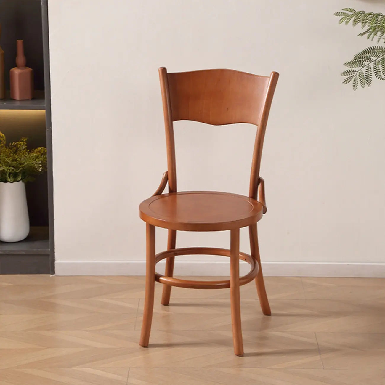 Chaise de salle à manger ronde en bois de style moderne du milieu du siècle