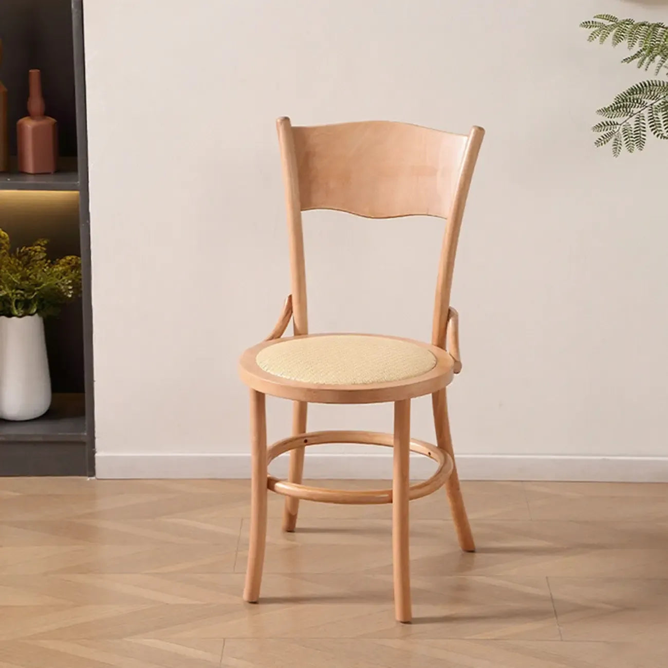 Chaise de salle à manger ronde en bois de style moderne du milieu du siècle