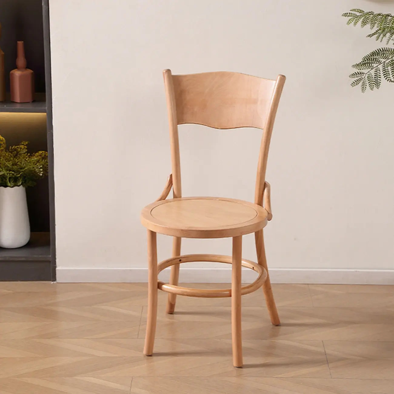 Chaise de salle à manger ronde en bois de style moderne du milieu du siècle