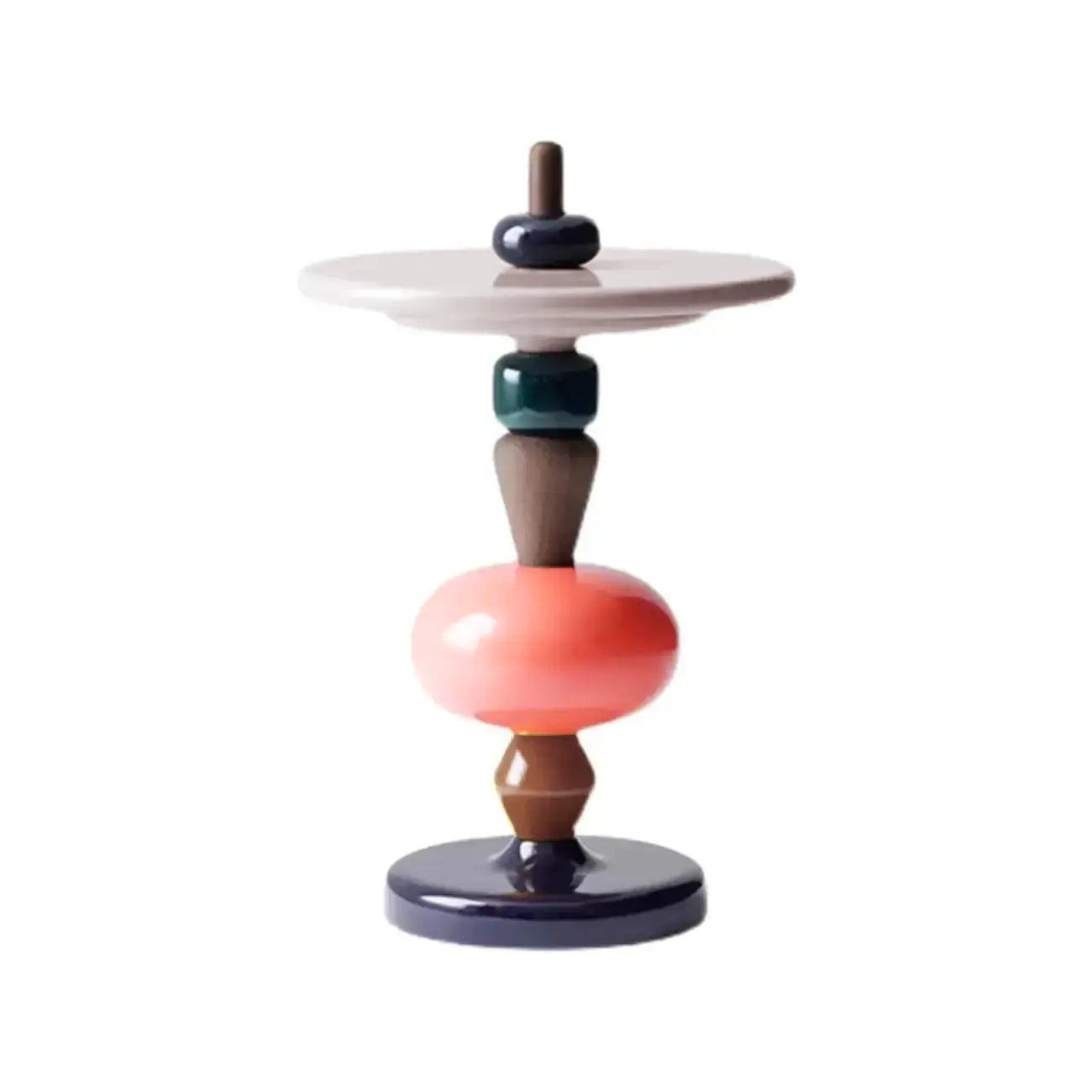 Table d'appoint ronde et colorée en fibre de verre empilée