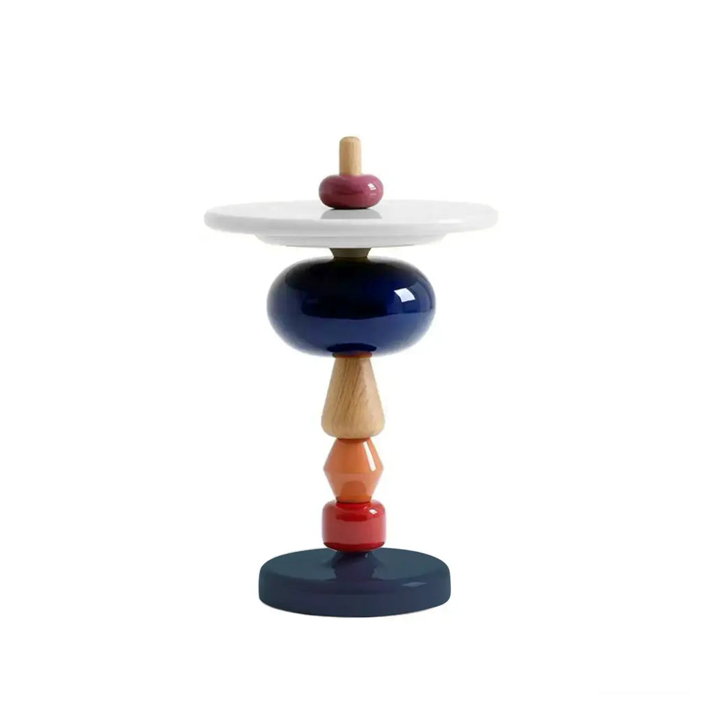 Table d'appoint ronde et colorée en fibre de verre empilée