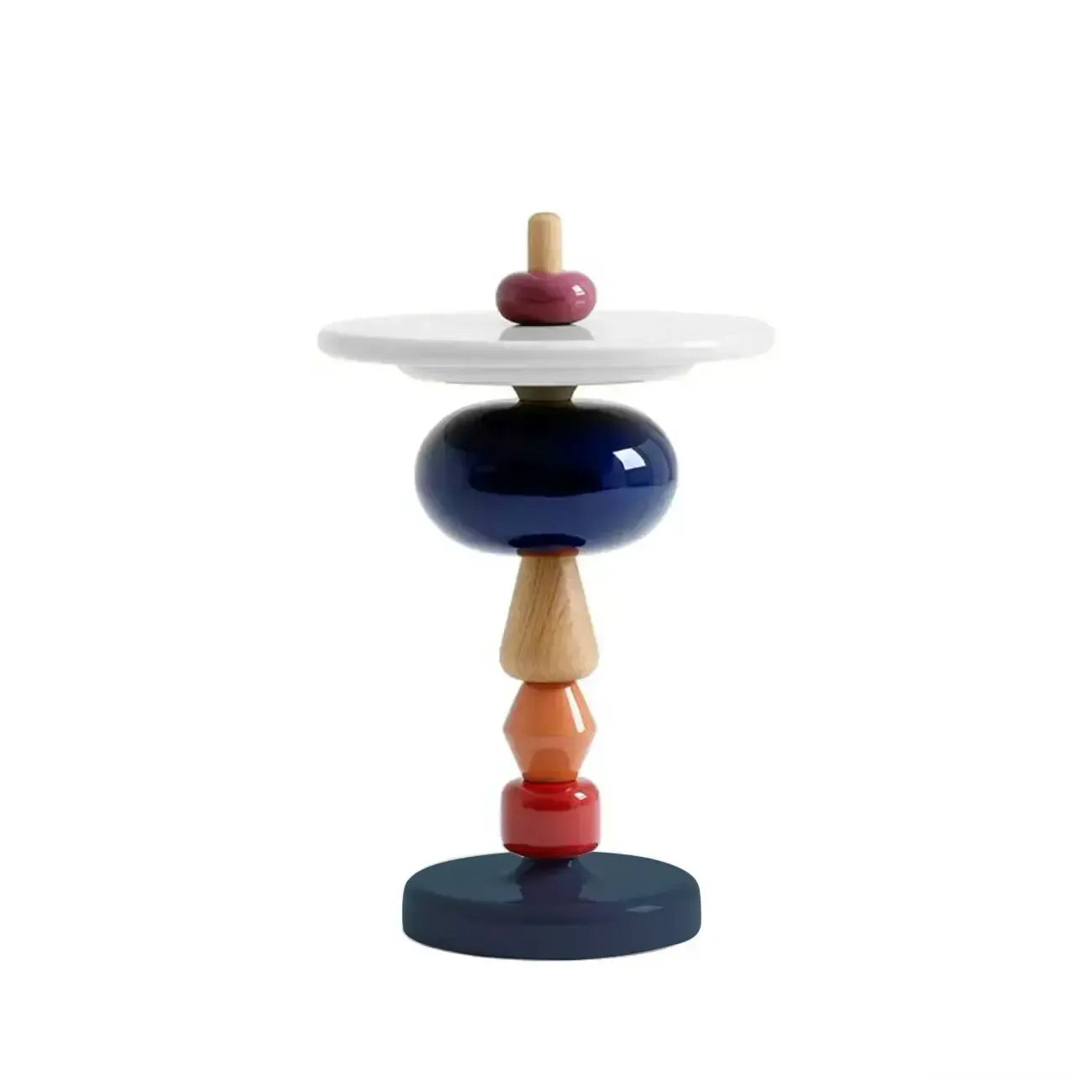 Table d'appoint ronde et colorée en fibre de verre empilée