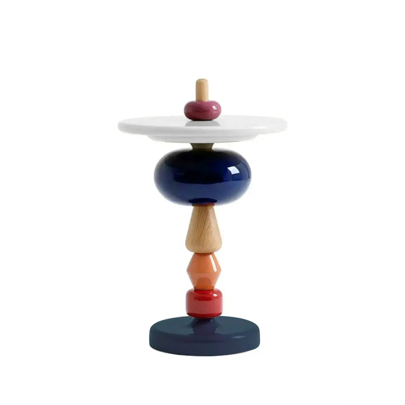 Table d'appoint ronde et colorée en fibre de verre empilée