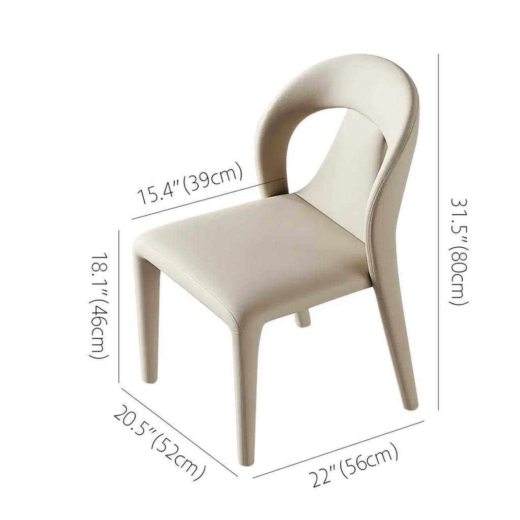 Ensemble de 2 chaises de salle à manger modernes sans accoudoirs, dossier incurvé en similicuir