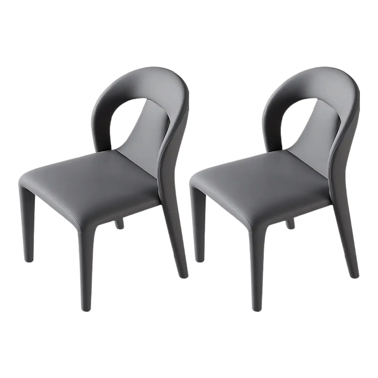 Ensemble de 2 chaises de salle à manger modernes sans accoudoirs, dossier incurvé en similicuir