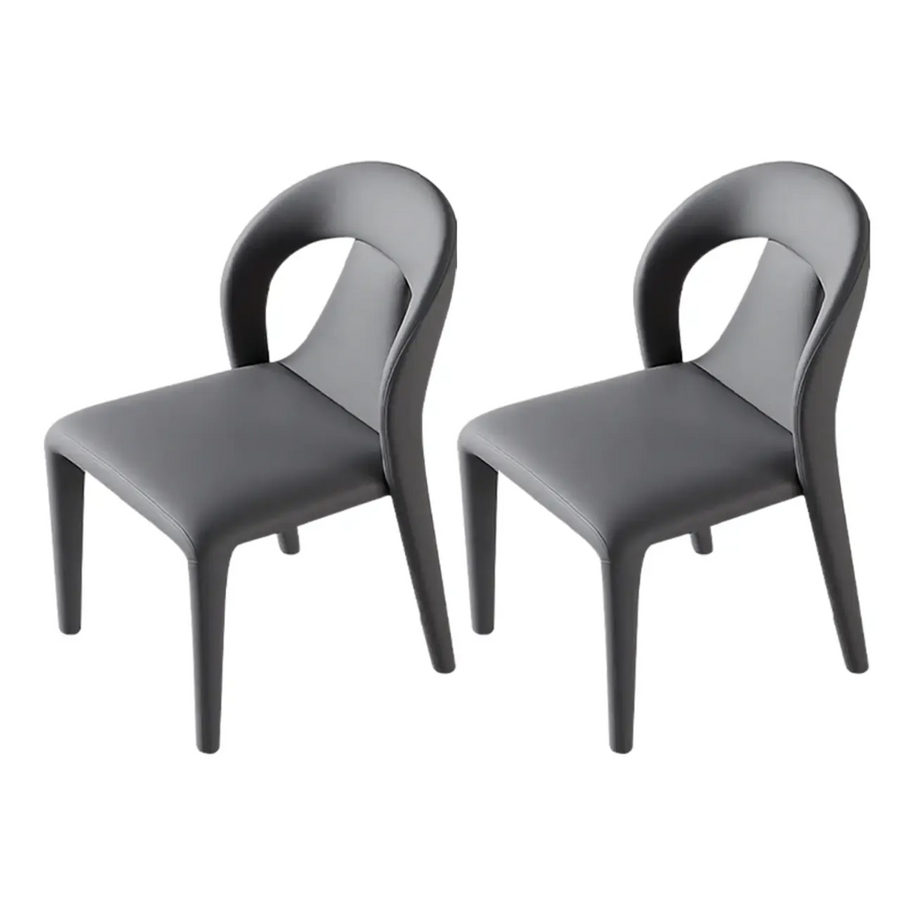 Ensemble de 2 chaises de salle à manger modernes sans accoudoirs, dossier incurvé en similicuir