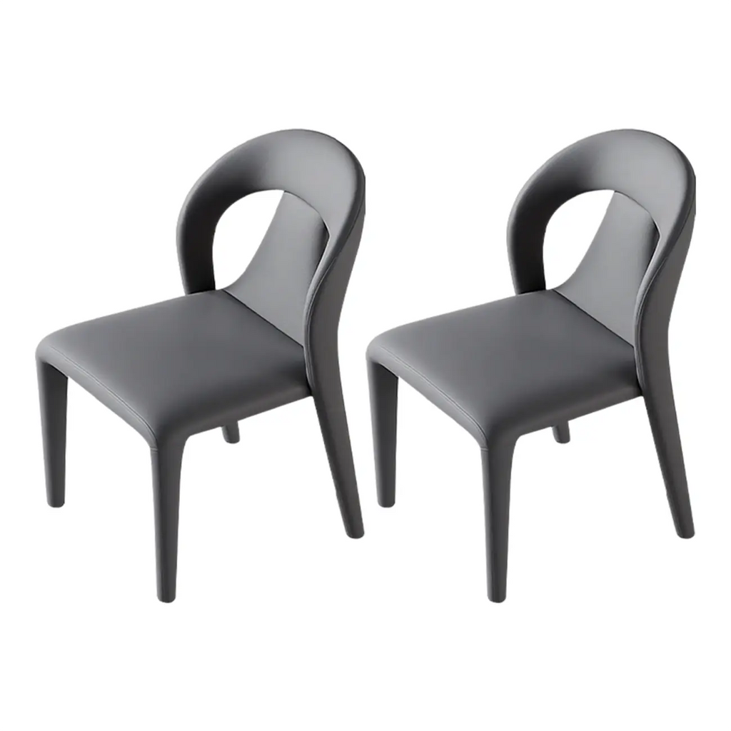 Ensemble de 2 chaises de salle à manger modernes sans accoudoirs, dossier incurvé en similicuir