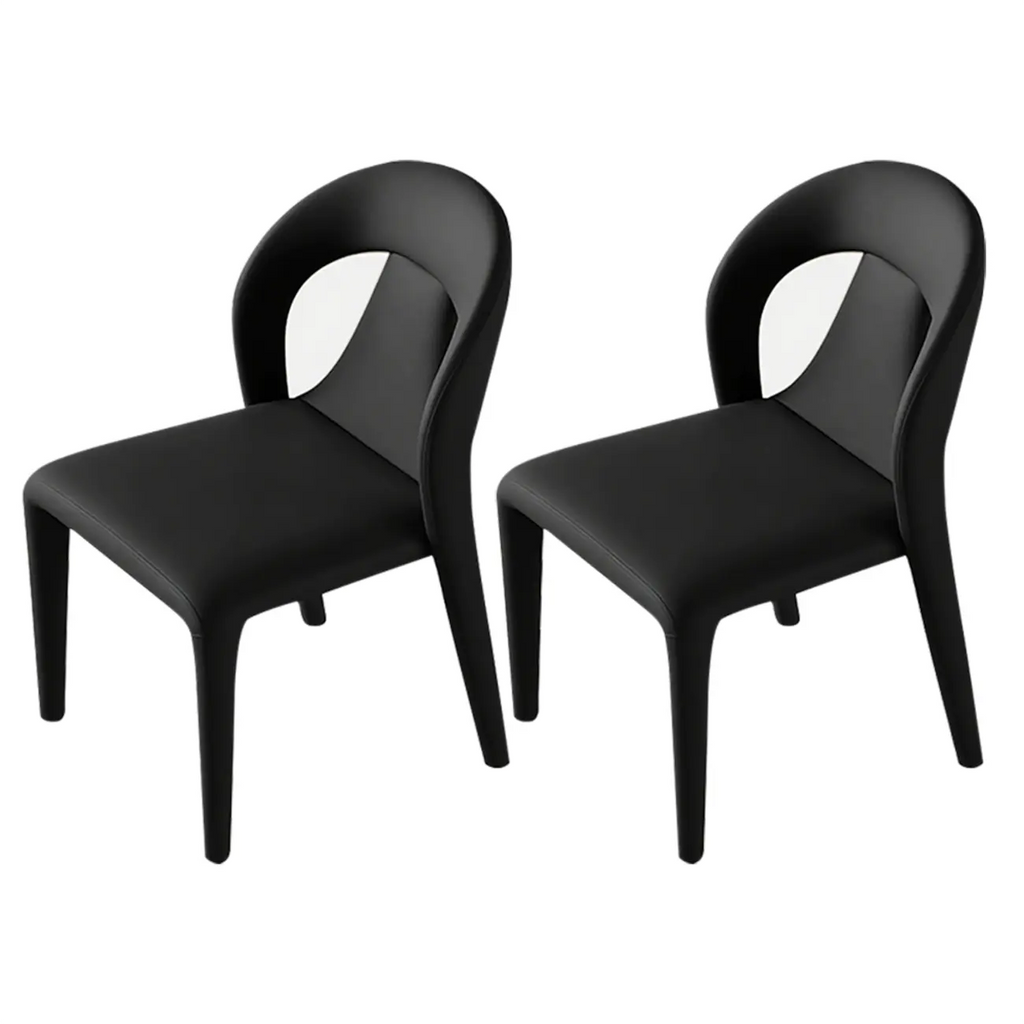 Ensemble de 2 chaises de salle à manger modernes sans accoudoirs, dossier incurvé en similicuir