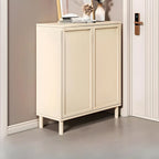 Meuble à chaussures en bois blanc crème avec étagère à chaussures