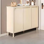 Meuble à chaussures en bois blanc crème avec étagère à chaussures