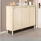 Meuble à chaussures en bois blanc crème avec étagère à chaussures