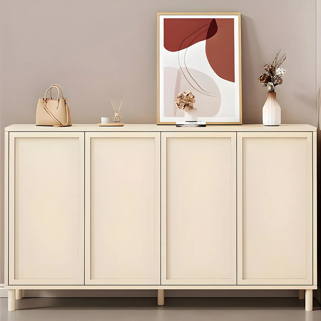 Meuble à chaussures en bois blanc crème avec étagère à chaussures