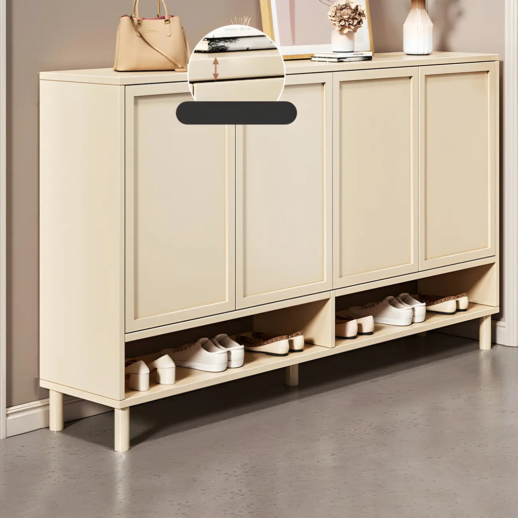 Meuble à chaussures en bois blanc crème avec étagère à chaussures
