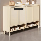 Meuble à chaussures en bois blanc crème avec étagère à chaussures