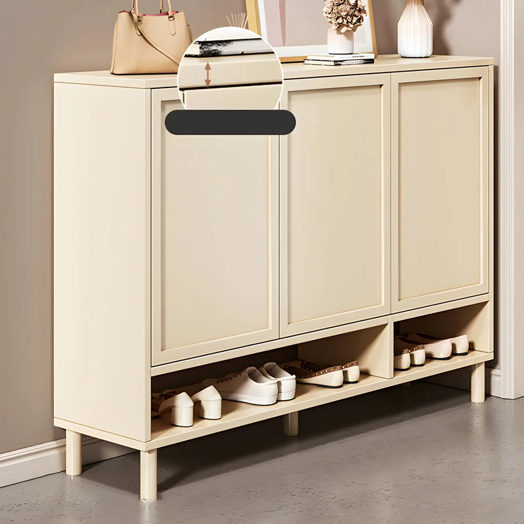 Meuble à chaussures en bois blanc crème avec étagère à chaussures
