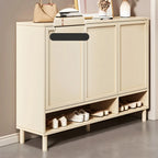 Meuble à chaussures en bois blanc crème avec étagère à chaussures