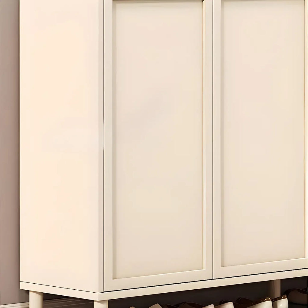 Meuble à chaussures en bois blanc crème avec étagère à chaussures