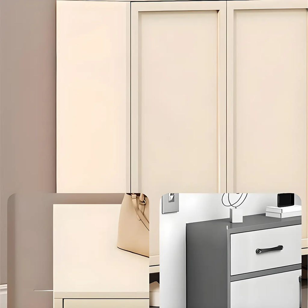 Meuble à chaussures en bois blanc crème avec étagère à chaussures