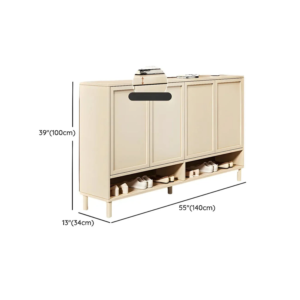 Meuble à chaussures en bois blanc crème avec étagère à chaussures