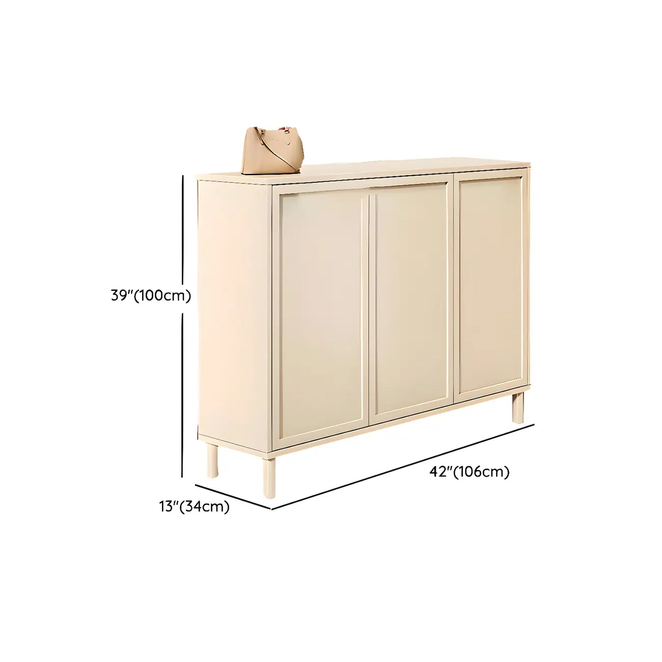 Meuble à chaussures en bois blanc crème avec étagère à chaussures