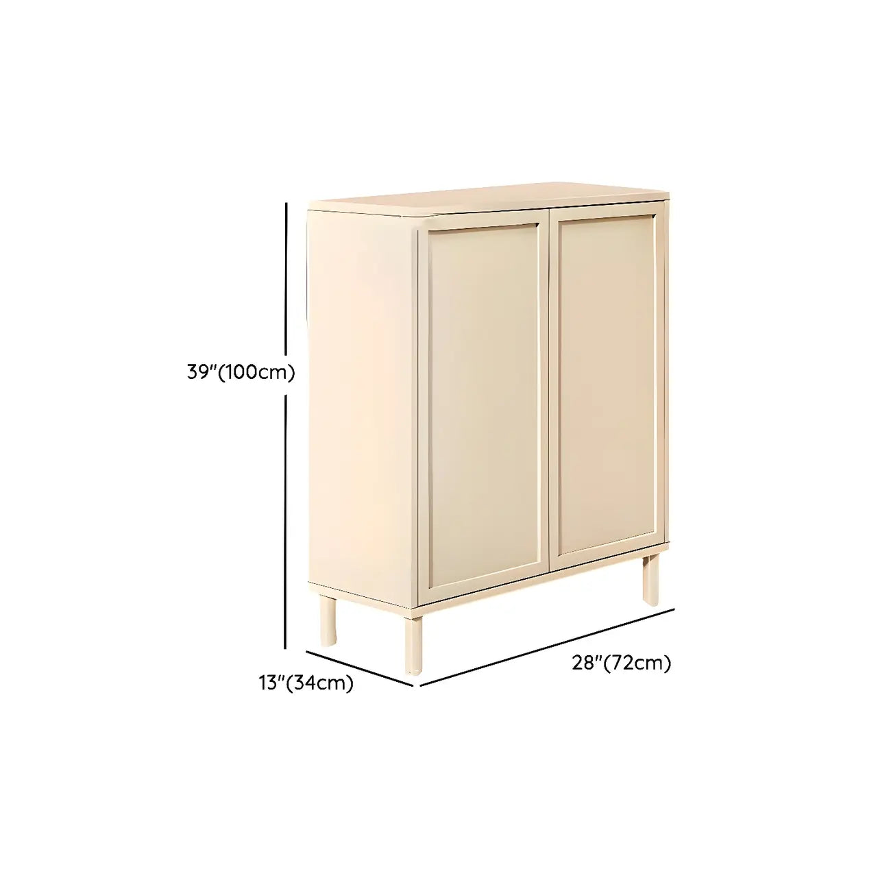 Meuble à chaussures en bois blanc crème avec étagère à chaussures