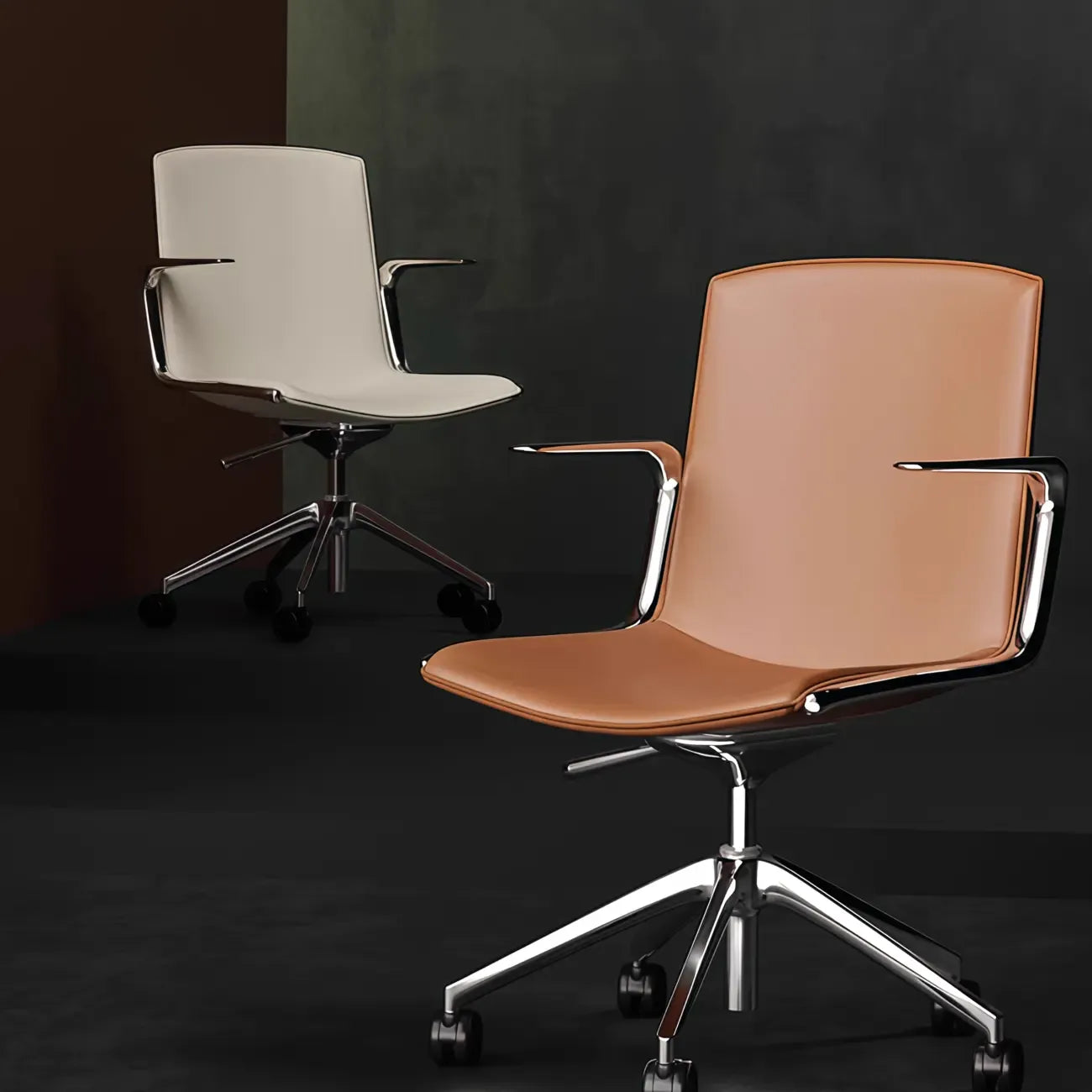 Chaise de bureau moderne en cuir avec accoudoirs pivotants réglables