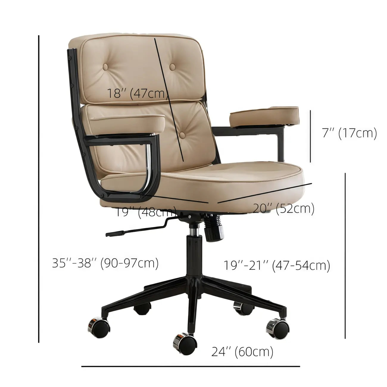 Chaise de bureau ergonomique moderne en cuir, réglable et inclinable