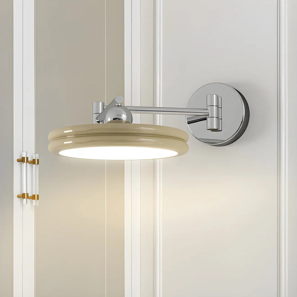 Applique a LED a braccio orientabile rotonda a 2 strati per camera da letto