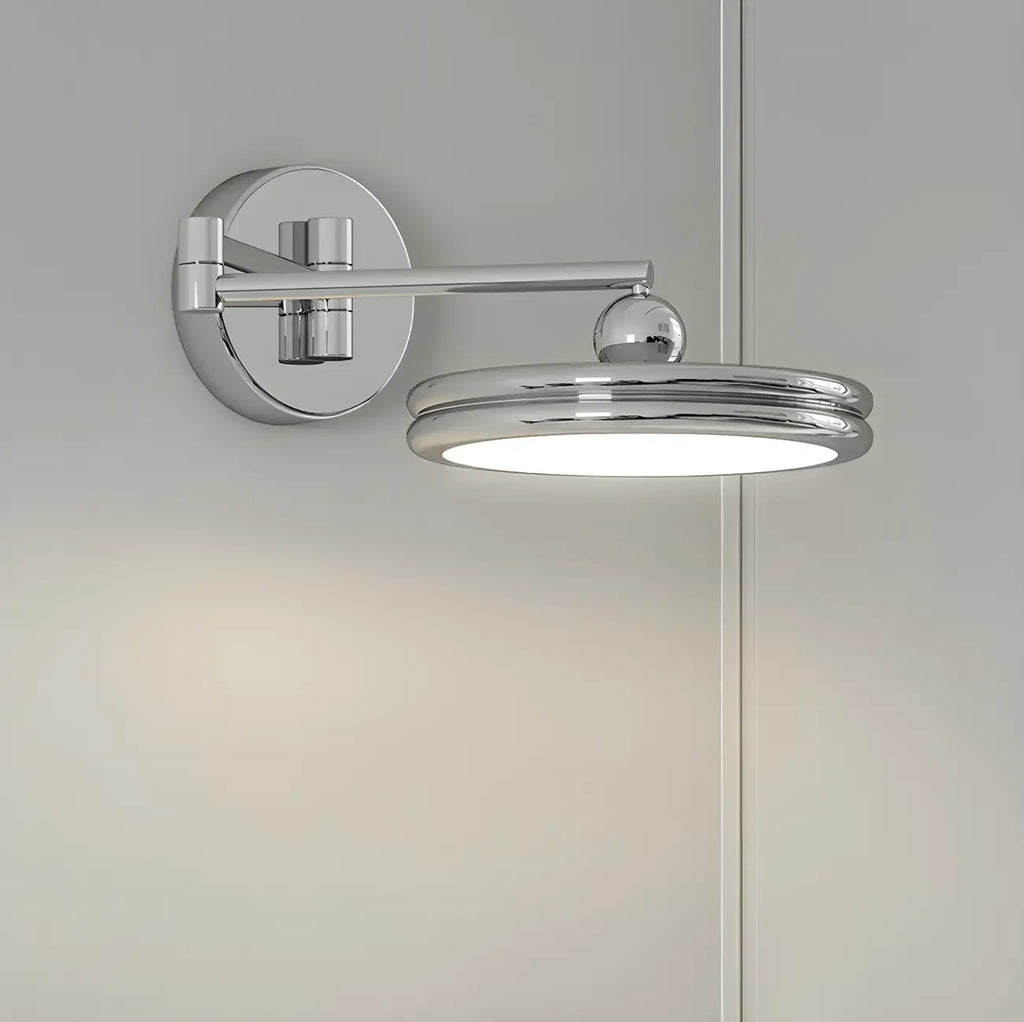 Applique a LED a braccio orientabile rotonda a 2 strati per camera da letto