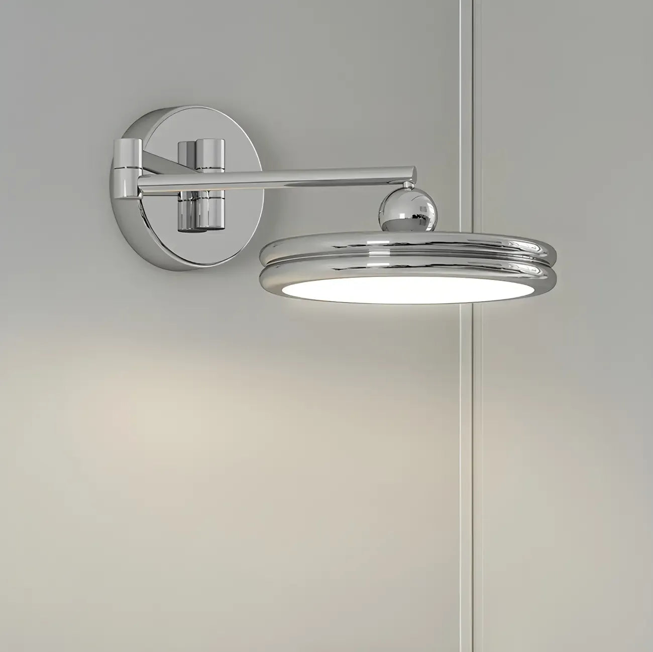 Applique a LED a braccio orientabile rotonda a 2 strati per camera da letto