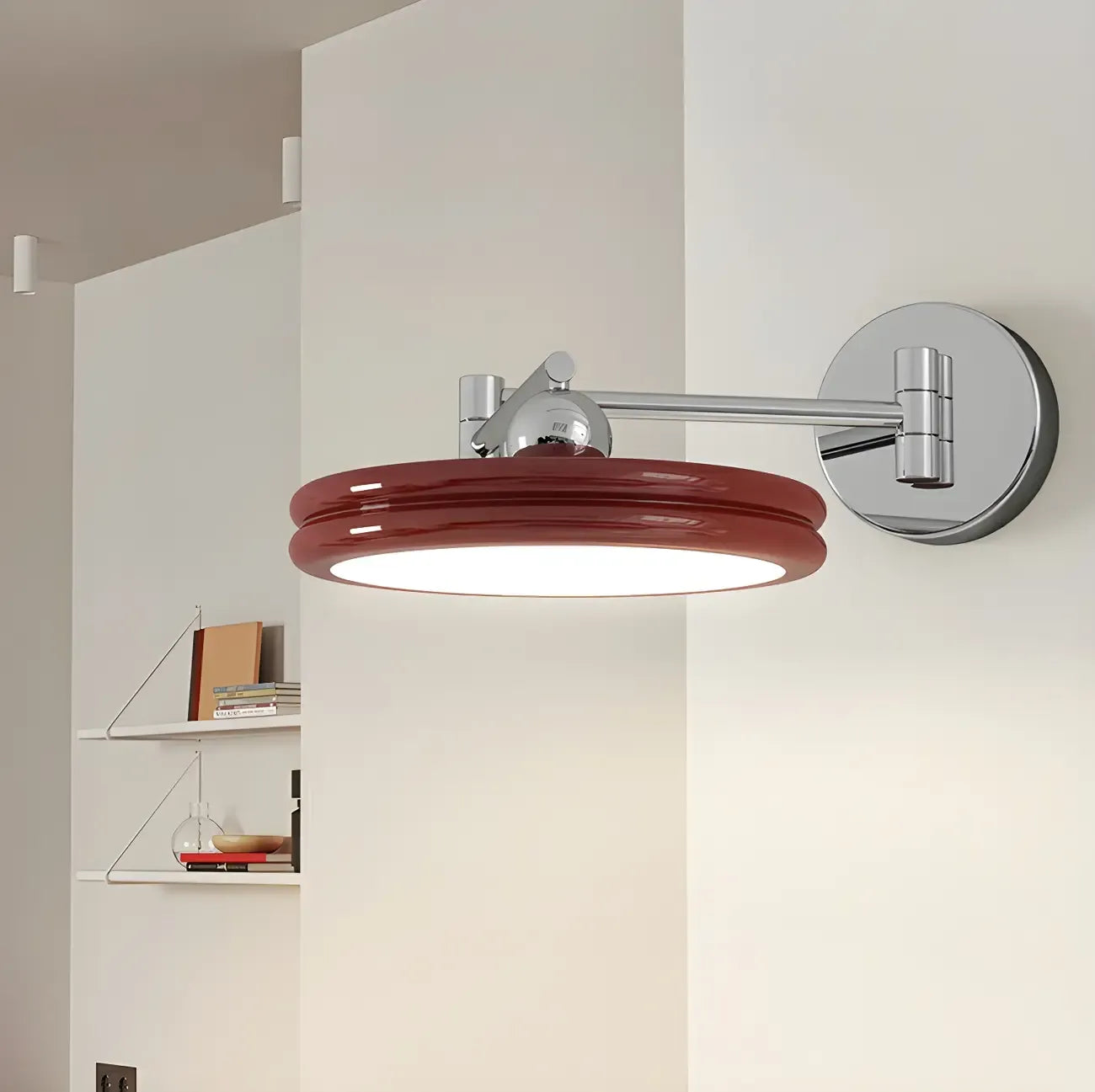 Applique a LED a braccio orientabile rotonda a 2 strati per camera da letto
