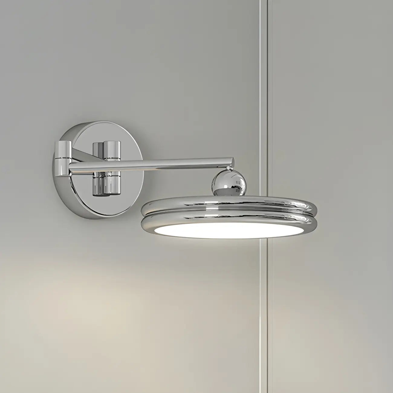 Applique a LED a braccio orientabile rotonda a 2 strati per camera da letto