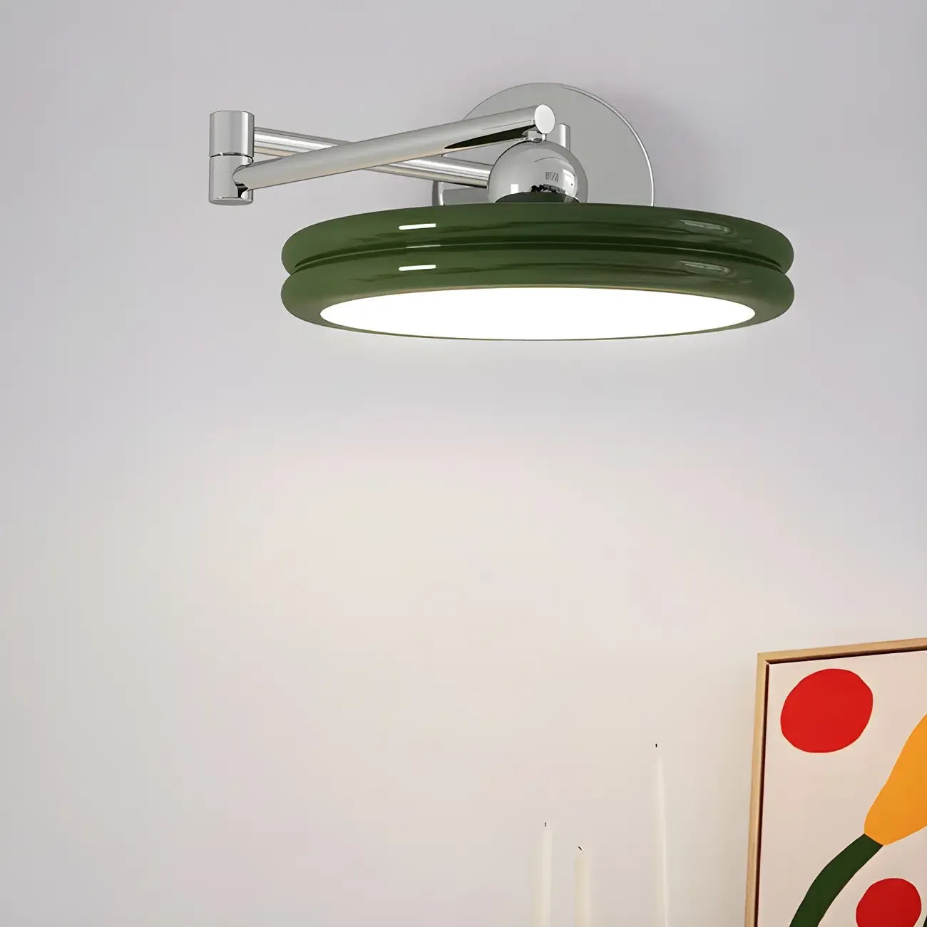 Applique a LED a braccio orientabile rotonda a 2 strati per camera da letto