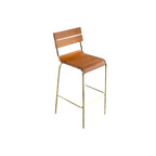 Tabouret de bar robuste avec structure en acier et dossier confortable en bois brun