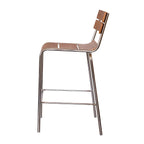 Tabouret de bar robuste avec structure en acier et dossier confortable en bois brun