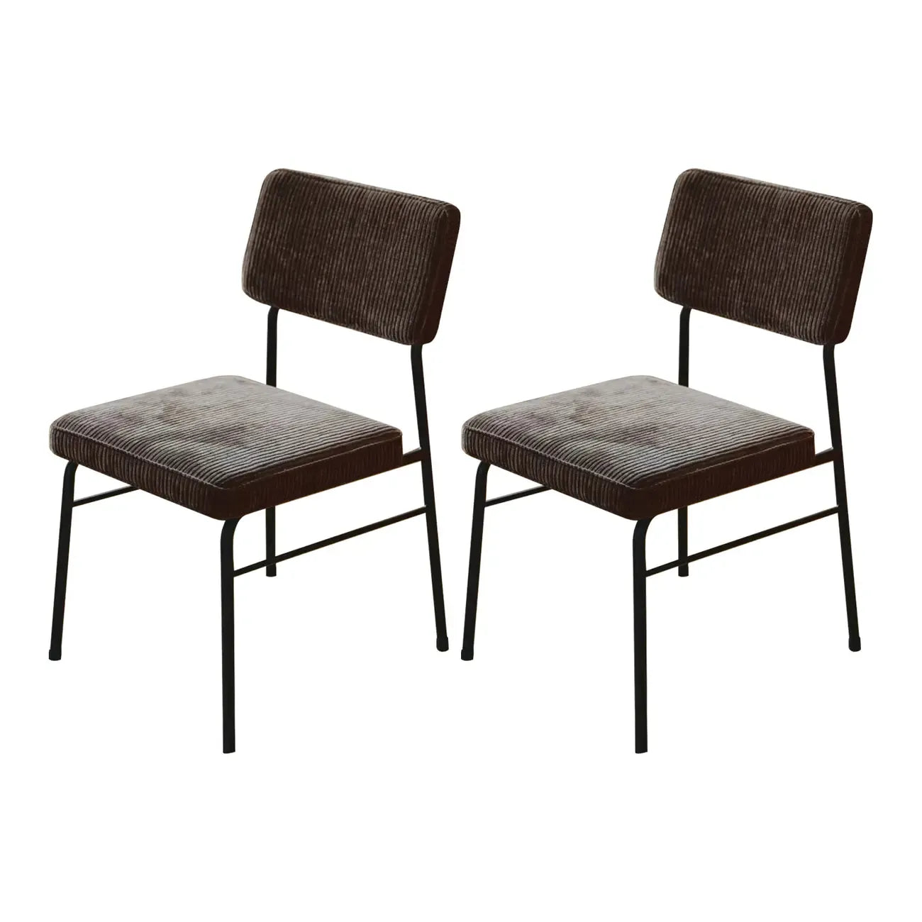 Ensemble de 2 chaises de salle à manger sans accoudoirs en velours côtelé, style moderne du milieu du siècle