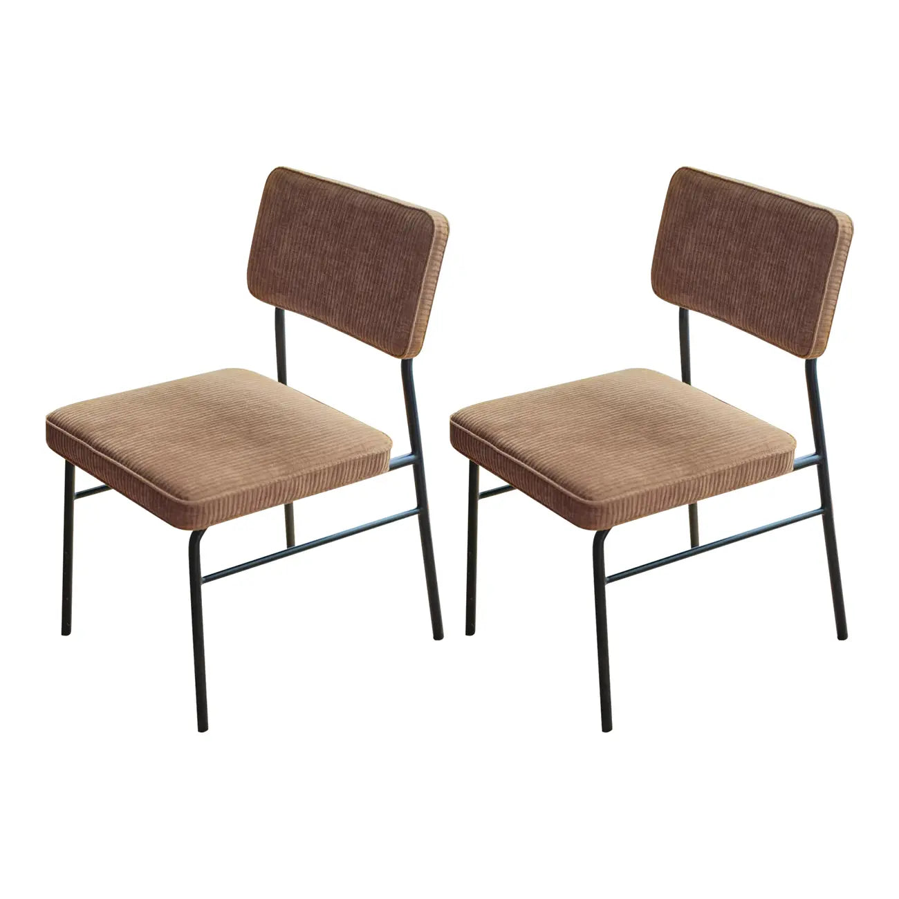 Ensemble de 2 chaises de salle à manger sans accoudoirs en velours côtelé, style moderne du milieu du siècle
