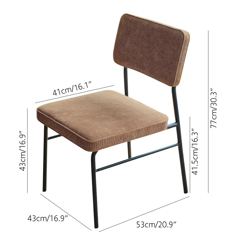 Ensemble de 2 chaises de salle à manger sans accoudoirs en velours côtelé, style moderne du milieu du siècle