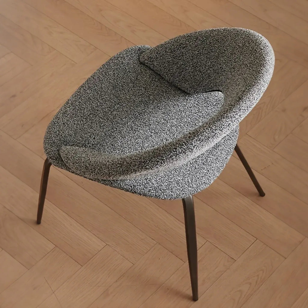 Chaise de salle à manger moderne du milieu du siècle en lin avec pieds en acier