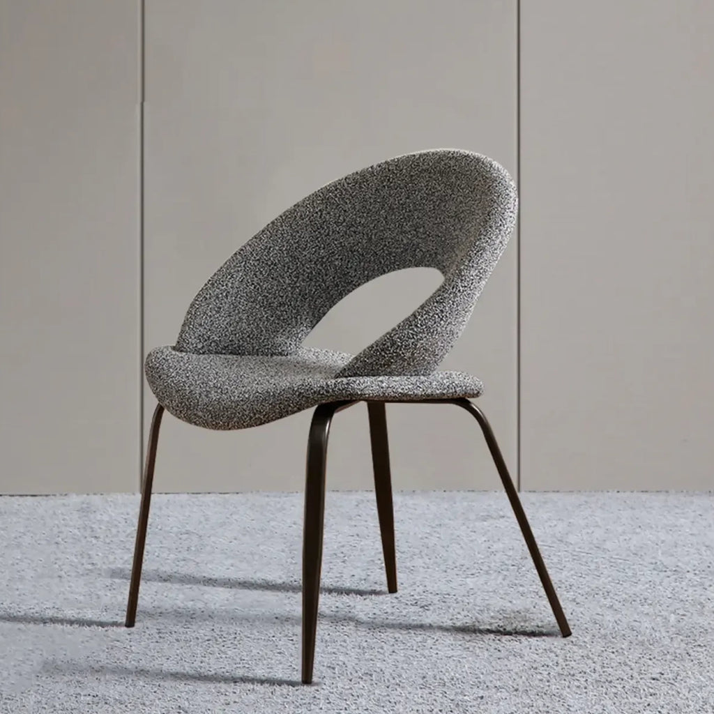 Chaise de salle à manger moderne du milieu du siècle en lin avec pieds en acier