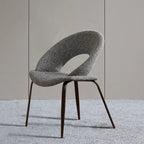 Chaise de salle à manger moderne du milieu du siècle en lin avec pieds en acier